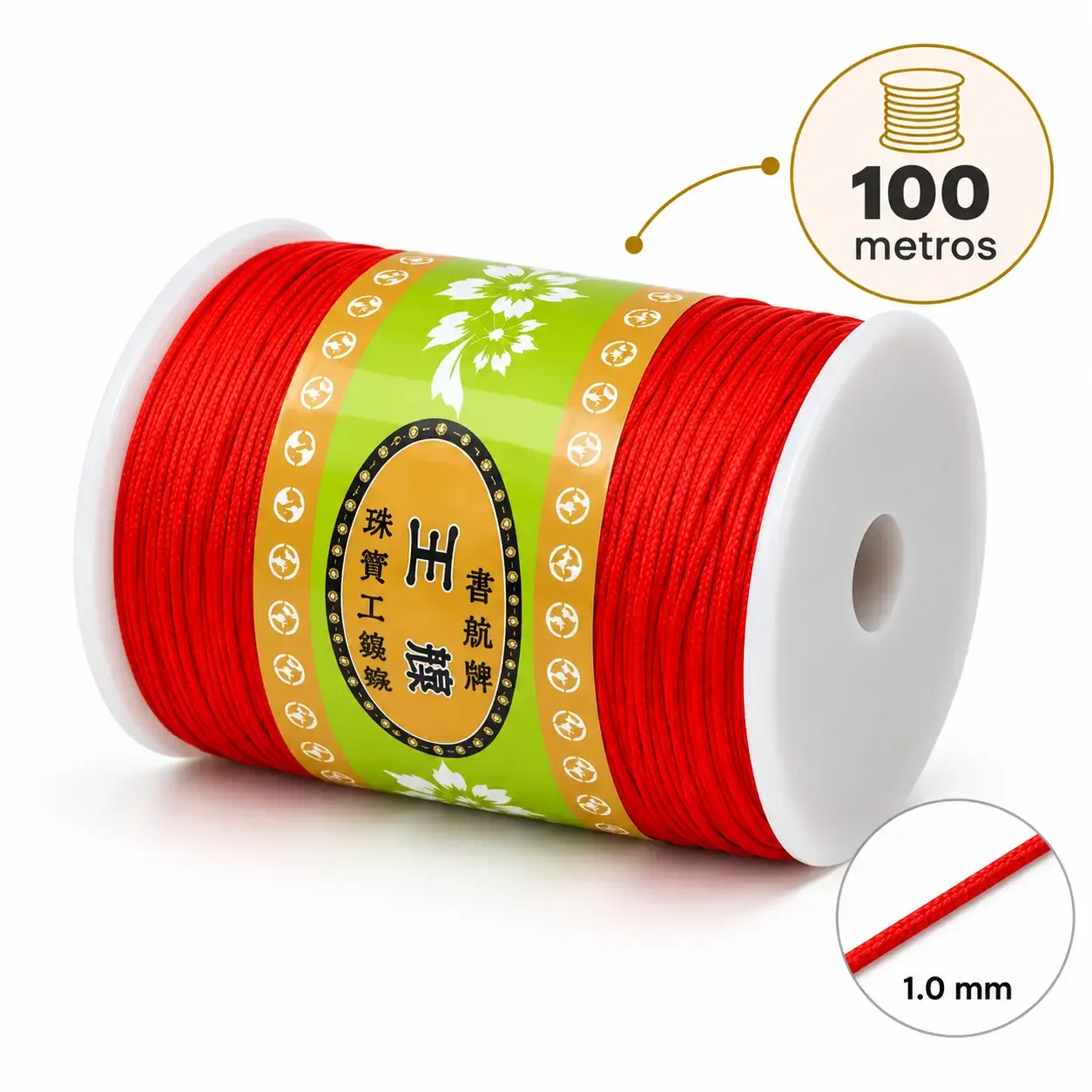 Hilo 1.0 mm Celular Rojo (rollo 100 metros) · Hilos · Beads Market Co